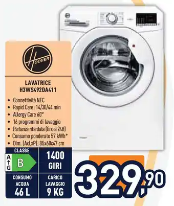 Unieuro HOOVER LAVATRICE H3WS492DA411 offerta