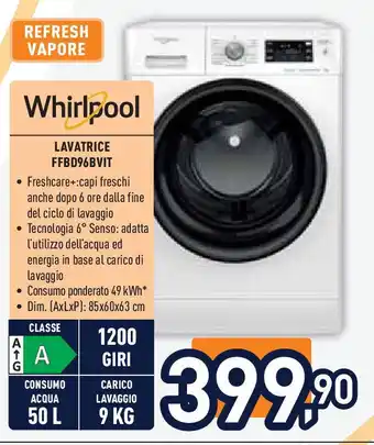 Unieuro Whirlpool LAVATRICE FFBD96BVIT offerta