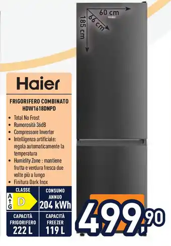 Unieuro Haier FRIGORIFERO COMBINATO HDW1618DNPD offerta