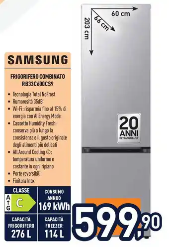 Unieuro SAMSUNG FRIGORIFERO COMBINATO RB33C600CS9 offerta