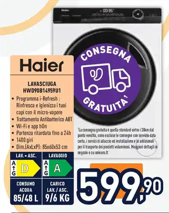 Unieuro Haier LAVASCIUGA HWD90B14959U1 offerta