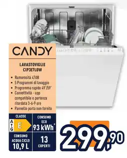 Unieuro CANDY LAVASTOVIGLIE CIP3E7LOW offerta