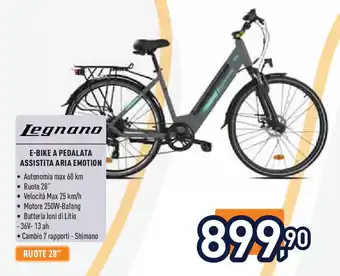 Unieuro Legnano e-bike a pedalata assistita aria emotion offerta