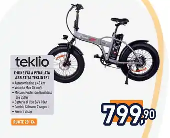 Unieuro teklio E-BIKE FAT A PEDALATA ASSISTITA TEKLIO TF1 offerta