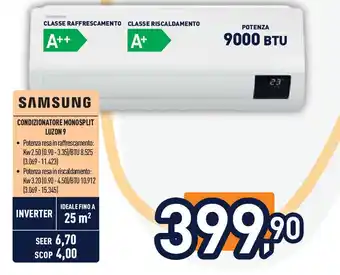 Unieuro Samsung condizionatore monosplit luzon 9 offerta