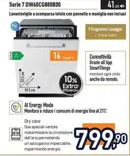 Unieuro SAMSUNG Serie 7 DW60CG880B00 offerta