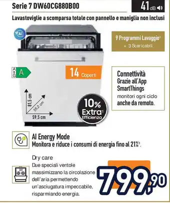 Unieuro SAMSUNG Serie 7 DW60CG880B00 offerta