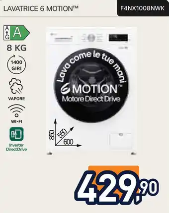 Unieuro LG LAVATRICE 6 MOTION F4NX1008NWK offerta