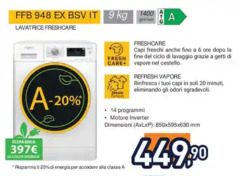 Unieuro LG FFB 948 EX BSV IT LAVATRICE FRESHCARE offerta