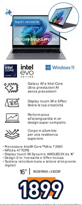 Unieuro SAMSUNG Galaxy Book5 Pro 360 offerta