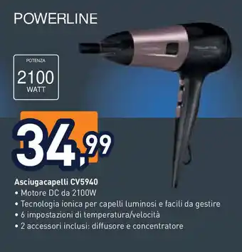 Unieuro Rowenta POWERLINE Asciugacapelli CV5940 offerta