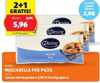 ALDI Desira mozzarella per pizza offerta