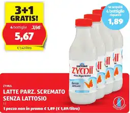 ALDI Zymil latte parz. scremato senza lattosio offerta