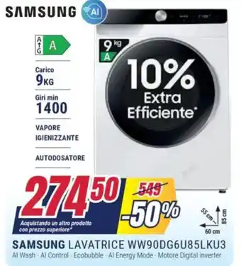 Trony SAMSUNG LAVATRICE WW90DG6U85LKU3 offerta