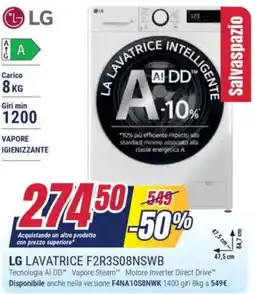 Trony LG LAVATRICE F2R3S08NSWB offerta