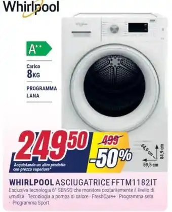 Trony WHIRLPOOL ASCIUGATRICE FFTM1182IT offerta