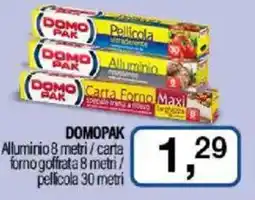 Caddy's DOMOPAK Alluminio 8 metri/carta forno goffrata 8 metri pellicola 30 metri offerta