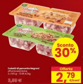 Interspar Cubetti di pancetta Negroni affumicata/dolce offerta