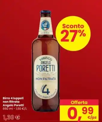 Interspar Birra 4 luppoli non filtrata Angelo Poretti offerta