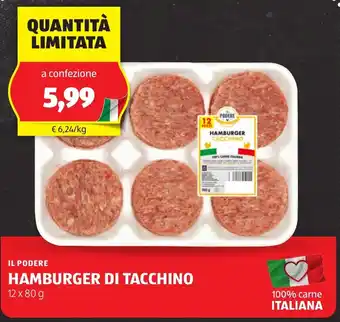 ALDI Il podere hamburger di tacchino offerta