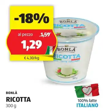 ALDI Bonlà ricotta offerta