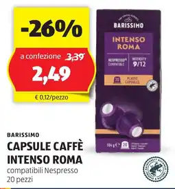 ALDI Barissimo capsule caffè intenso roma offerta