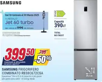 Trony SAMSUNG FRIGORIFERO COMBINATO RB38C672CSA offerta