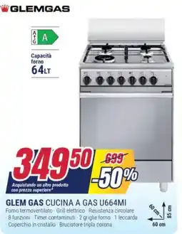 Trony GLEM GAS CUCINA A GAS U664MI offerta