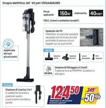 Trony SAMSUNG Scopa elettrica Jet™ 65 pet VS15A60AGR5 offerta