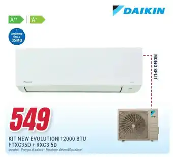 Trony DAIKIN KIT NEW EVOLUTION 12000 BTU FTXC35D + RXC3 5D offerta