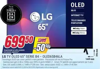 Trony LG TV OLED 65" SERIE B4 – OLED65B46LA offerta