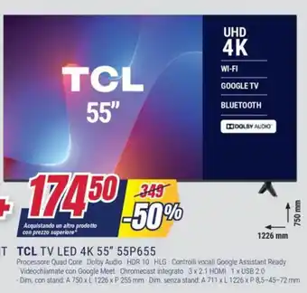 Trony TCL  TVLED 4K 55'55P655 offerta