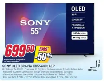 Trony SONY OLED BRAVIA XR55A80LAEP offerta