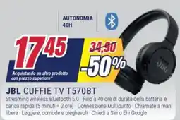 Trony JBL CUFFIE TV T570BT offerta