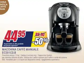 Trony DELONGHI Macchina caffè manuale ec201cd.b offerta