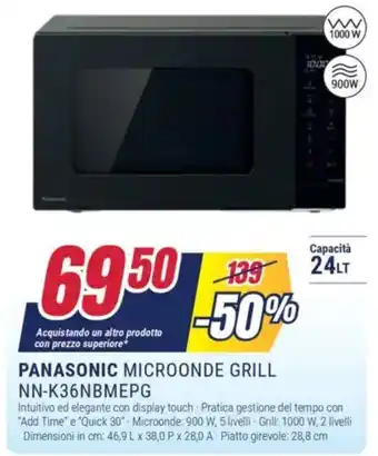 Trony PANASONIC MICROONDE GRILL NN-K36NBMEPG offerta