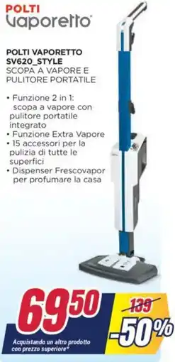 Trony POLTI vaporetto sv620_style scopa a vapore e pulitore portatile offerta