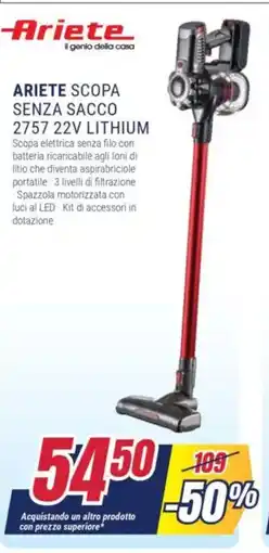 Trony ARIETE Scopa senza sacco 2757 22v lithium offerta