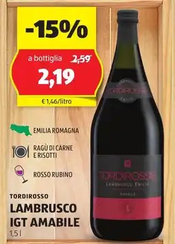 ALDI Tordirosso lambrusco igt amabile offerta