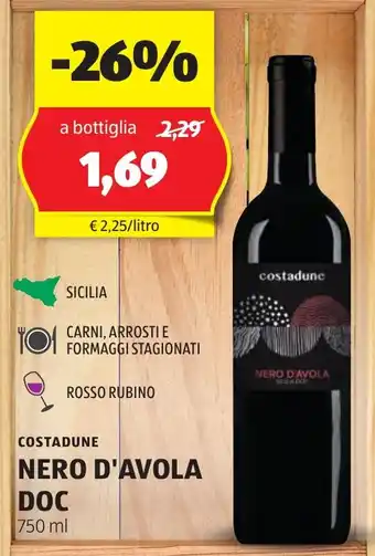 ALDI Costadune nero d'avola doc offerta