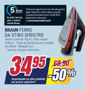 Trony BRAUN FERRO DA STIRO SI5057RD offerta