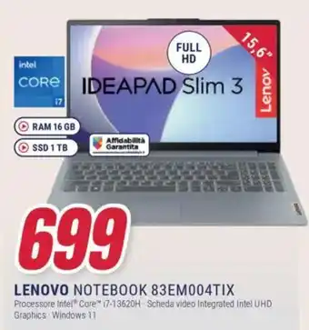 Trony LENOVO NOTEBOOK 83EM004TIX offerta