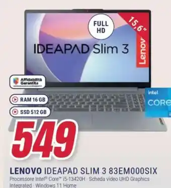 Trony LENOVO IDEAPAD SLIM 3 83EM000SIX offerta