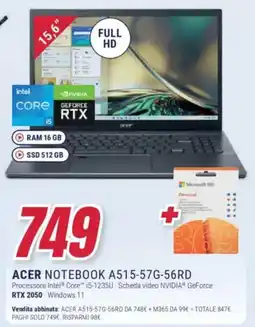 Trony ACER NOTEBOOK A515-57G-56RD offerta