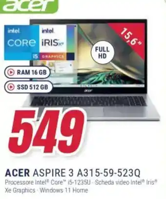 Trony ACER ASPIRE 3 A315-59-523Q offerta