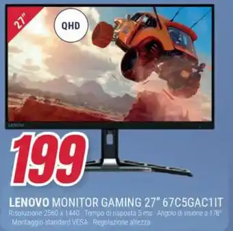 Trony LENOVO MONITOR GAMING 27" 67C5GAC1IT offerta