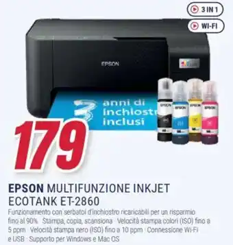 Trony EPSON MULTIFUNZIONE INKJET ECOTANK ET-2860 offerta