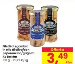 Interspar Filetti di sgombro in olio di oliva/con peperoncino/grigliati As Do Mar offerta