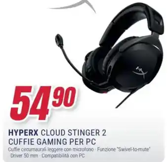 Trony HYPERX cloud stinger 2 cuffie gaming per pc offerta