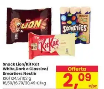 Interspar Snack Lion/Kit Kat White,Dark e Classico/ Smartiers Nestlé offerta